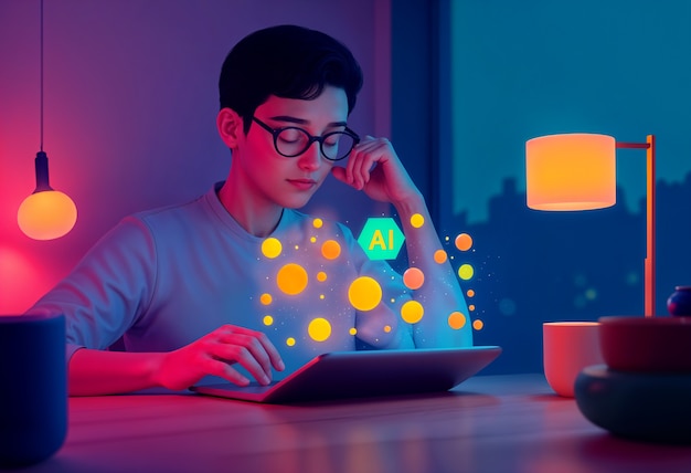 technology and hologram illustrated
