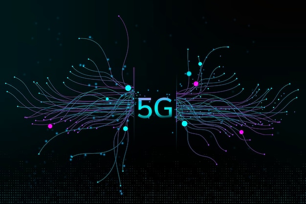 Technology particle dots 5g digital corporate background