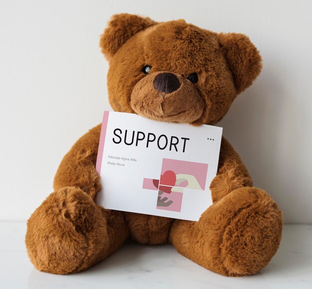 Teddy bear with charity donations campaign illustration