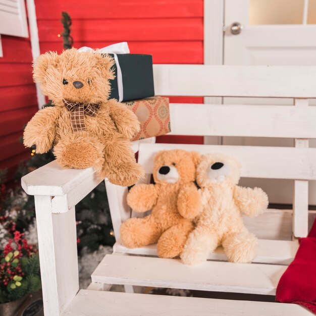 Teddys on bench