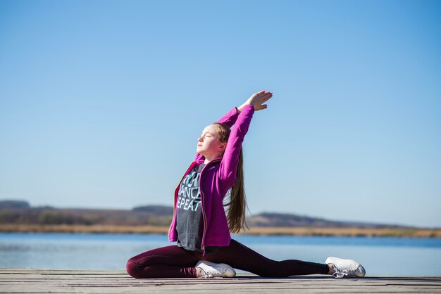 Teen girl resting and meditating