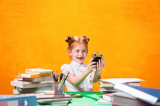 Teen girl with lot of books