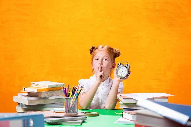 Teen girl with lot of books