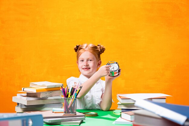 Teen girl with lot of books