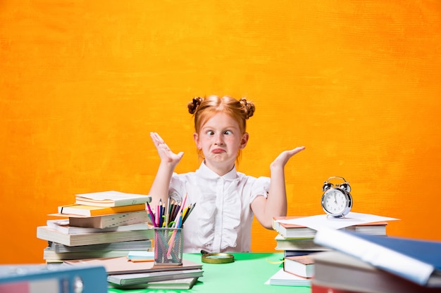 Teen girl with lot of books