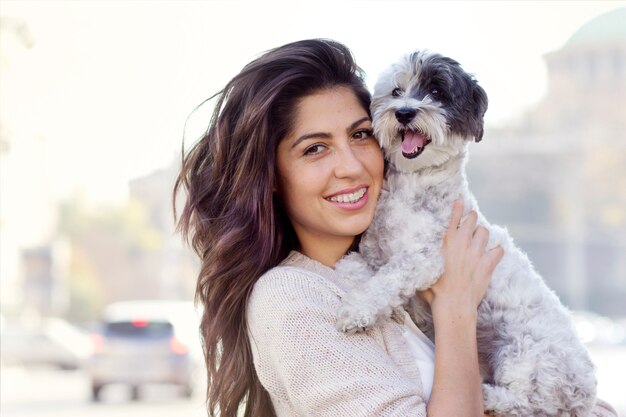 Teen spending the day with her dog