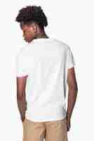 Free photo teenage boy in white tee basic youth apparel shoot