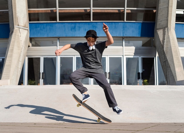 Teenage boy with skateboard