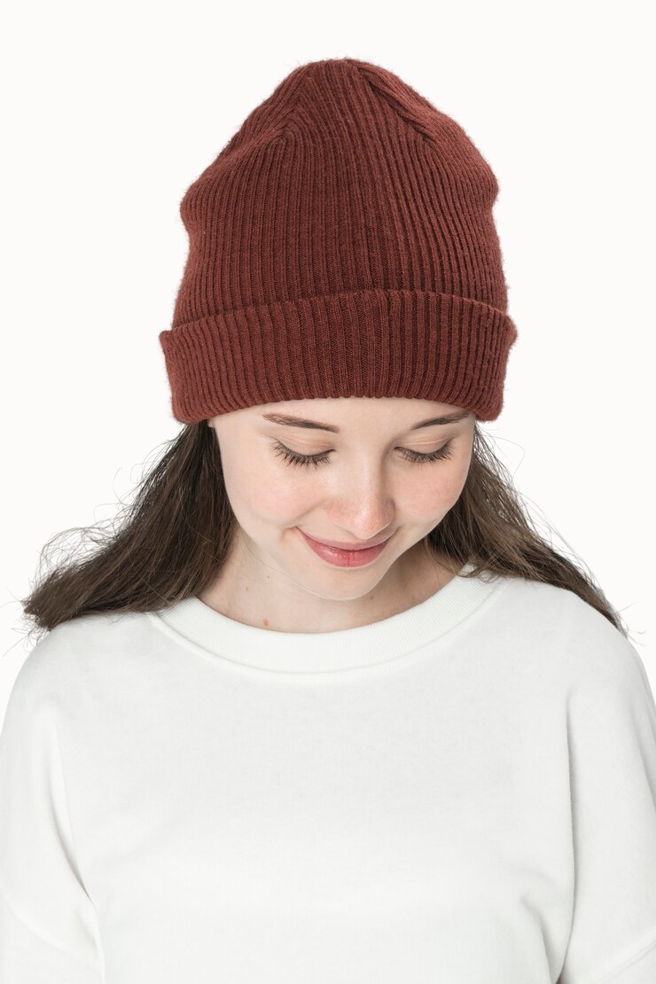 Free Photo teenage girl in color beanie for youth apparel shoot