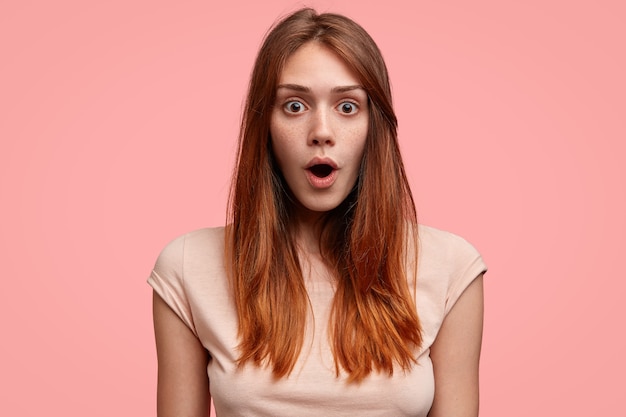 Teenage girl wearing pink T-shirt