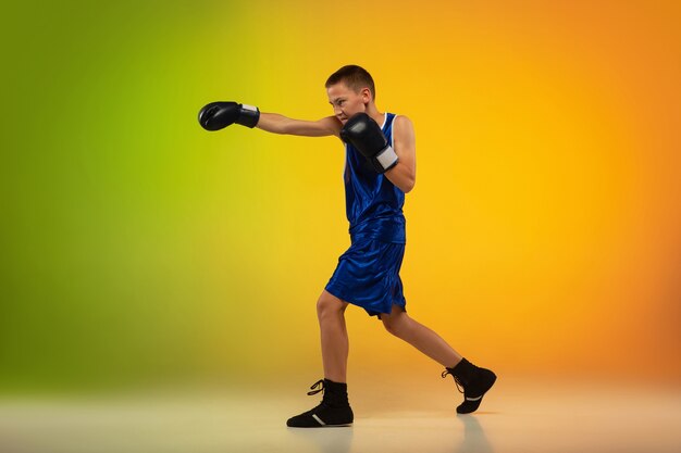 Teenage professional boxer training