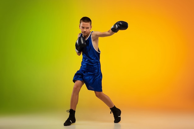 Free photo teenage professional boxer training