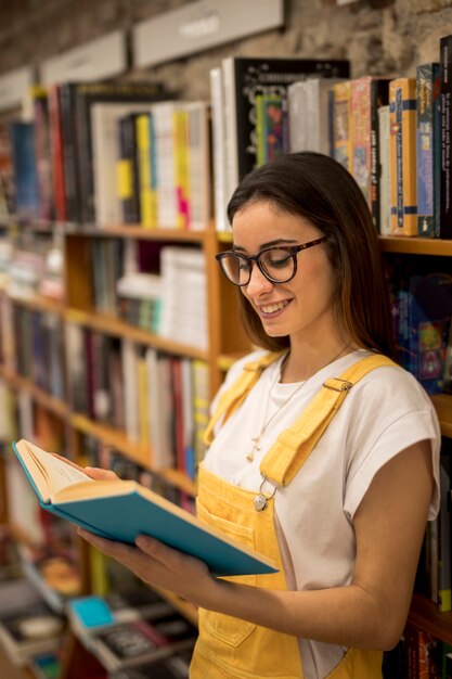 Teenage student reading book