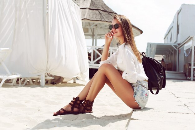 Teenager enjoying a sunny day on the beach