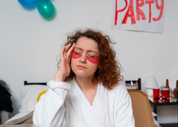 Free Photo teenager having a hangover ritual