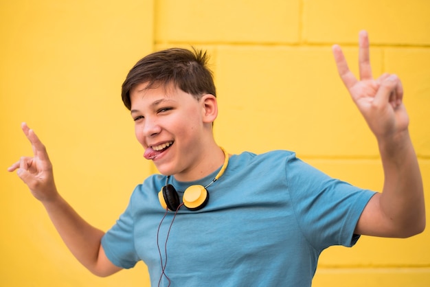 Teenager listening to music