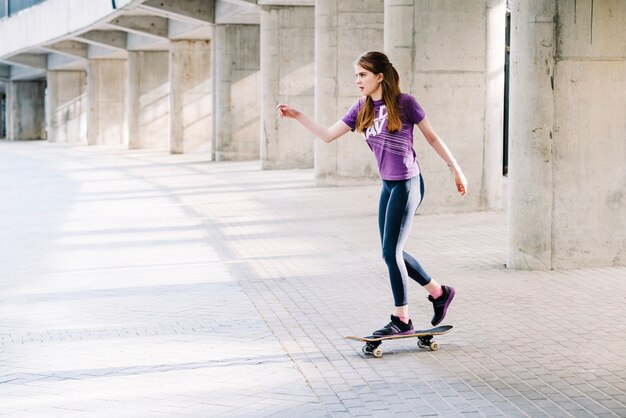 Teenager skateboarding
