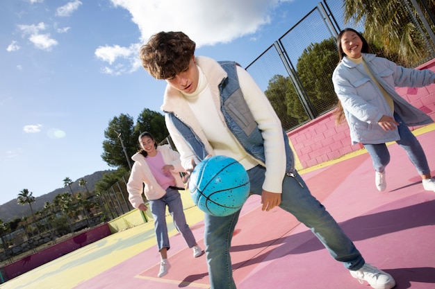 Teenagers friends having fun together