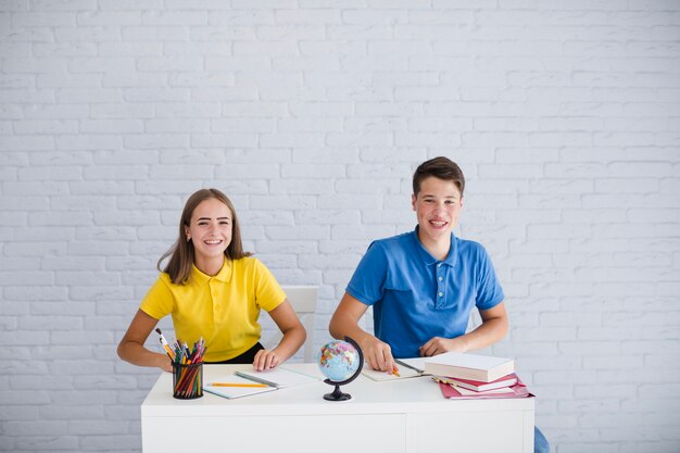 Teenagers having fun at lesson