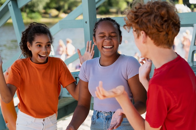 Teenagers having fun in the summer