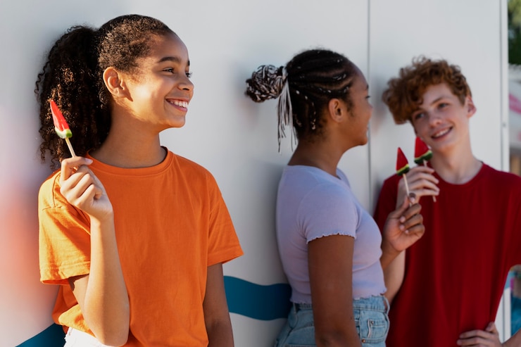 Free Photo teenagers spending time together in the summer