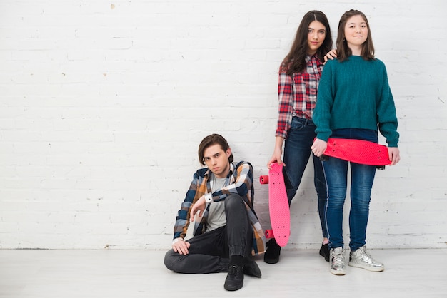 Teenagers with skateboard