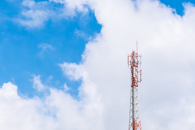 Telecommunication tower with beautiful sky .