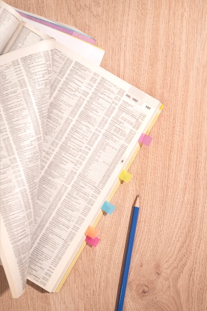 Free photo telephone directory on table top view