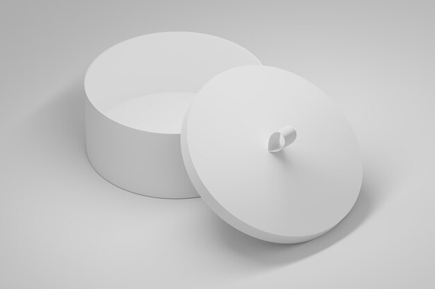 Download Premium Photo Template Mockup With Opened Round Packaging Box On White