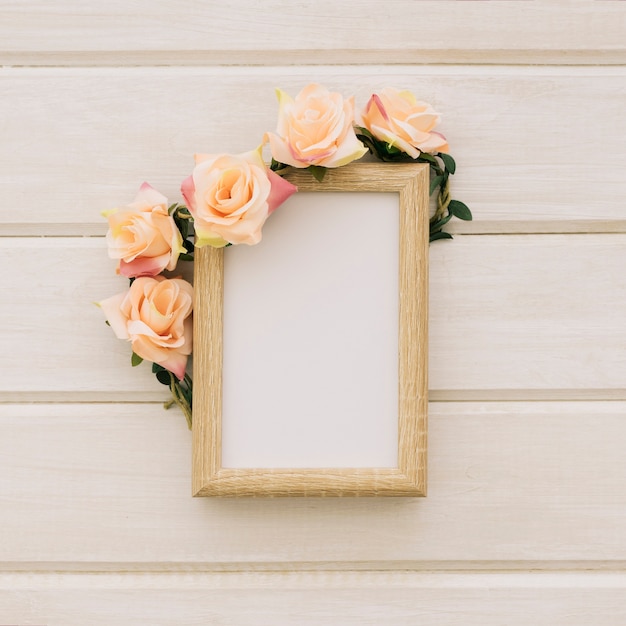 Template with wooden frame and floral ornaments