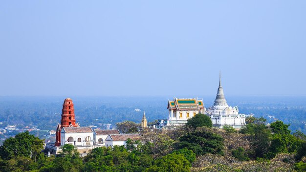 Temple on mountain top at Khao Wang Palace Petchaburi Thailand