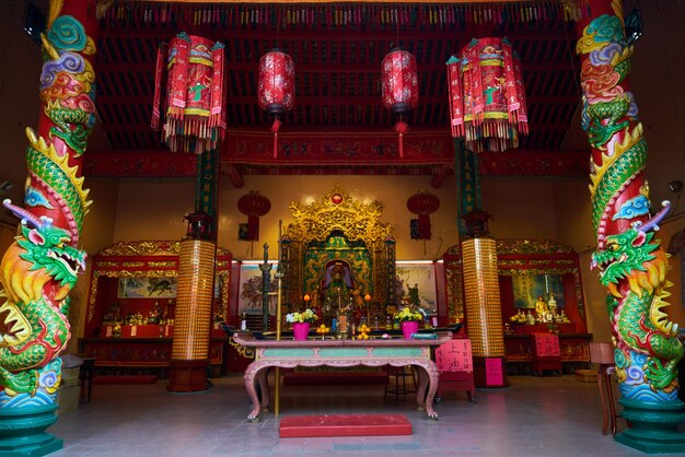 Temple with a table with decorations