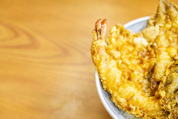 Tempura bowl on table