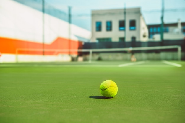 Free photo the tennis ball on a tennis court