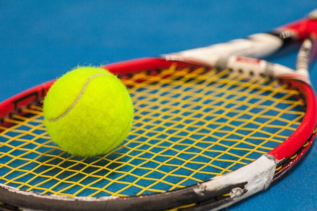 The tennis ball on a tennis court