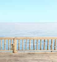 Free photo terrace view with blue sea and clear sky