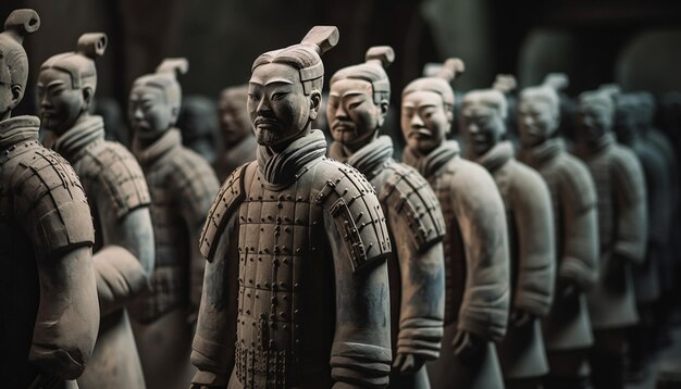 Terracotta soldiers in a row ancient Chinese history generated by AI