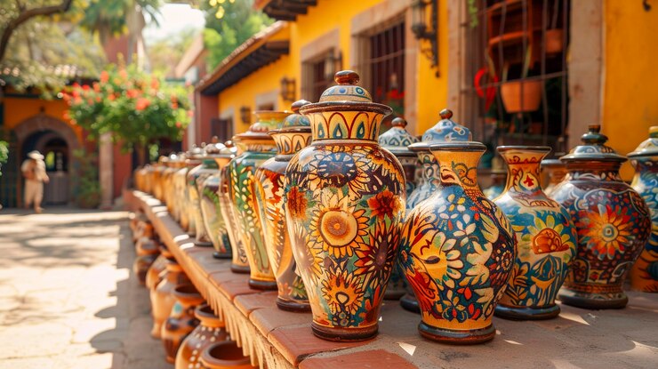 Free Photo terracotta vase with indigenous pattern