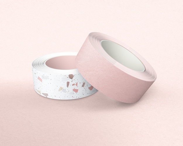 ピンクの背景にテラゾ和紙テープ