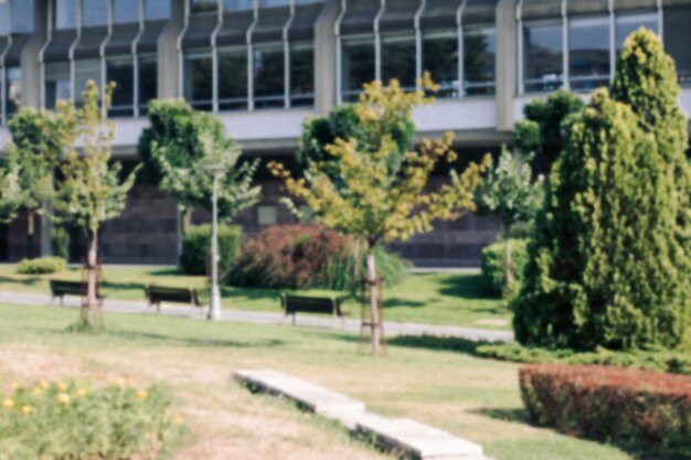 Territory of college with green trees