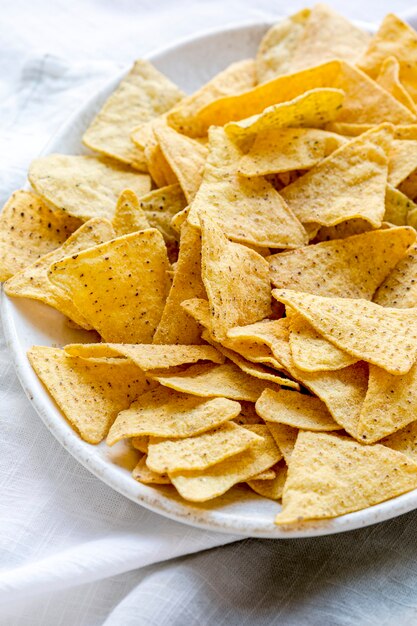 Tex mex corn tortilla chips in a bowl