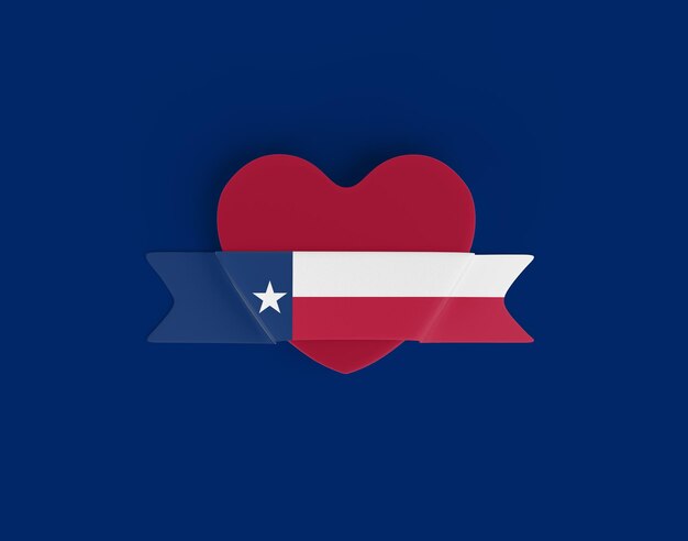Texas Flag Heart Banner