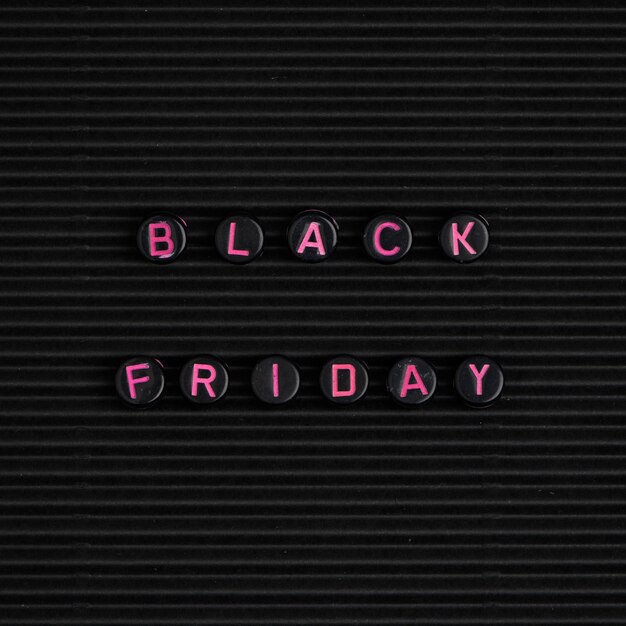 text with beads: black Friday