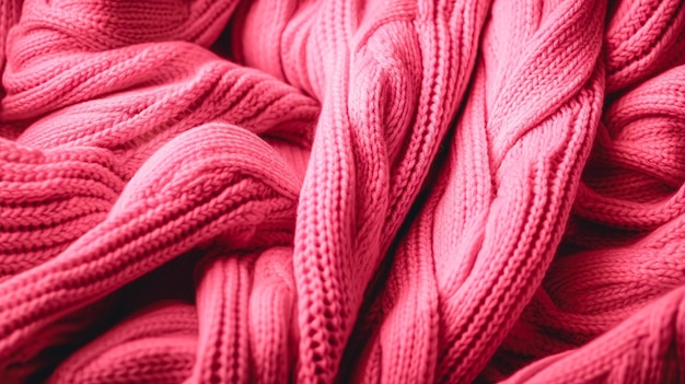 Texture of knitted woolen pink cloth generative AI