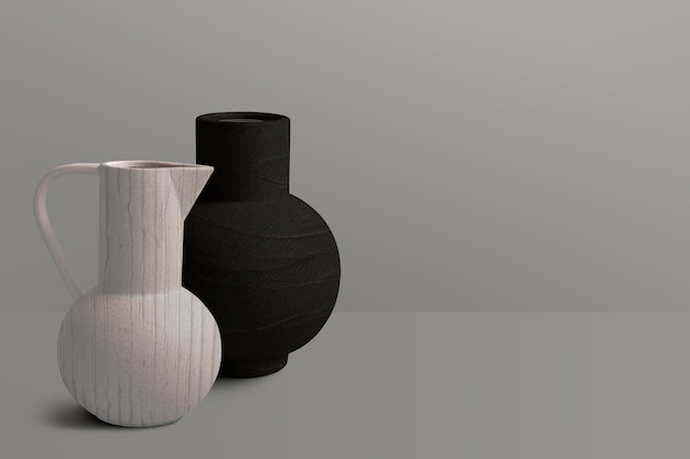 Textured ceramic jug vases with design space