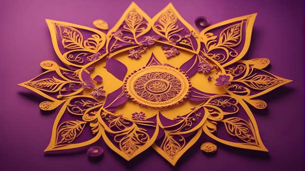 Free photo thai art pattern in the form of a flower on purple background