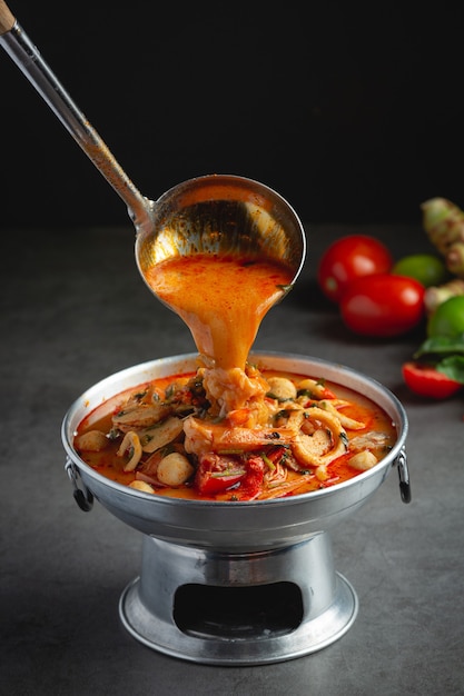 Thai Food;Tom Yum Seafood or seafood spicy soup