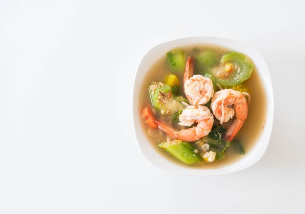 Thai Spicy Mixed Vegetable Soup with Prawns