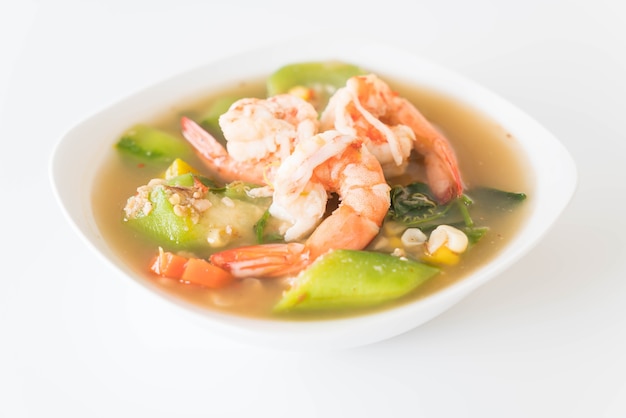 Thai Spicy Mixed Vegetable Soup with Prawns