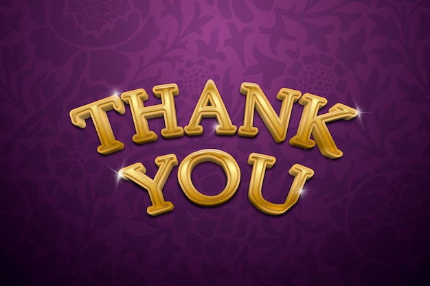 Thank you 3d text in gold fancy typography illustration